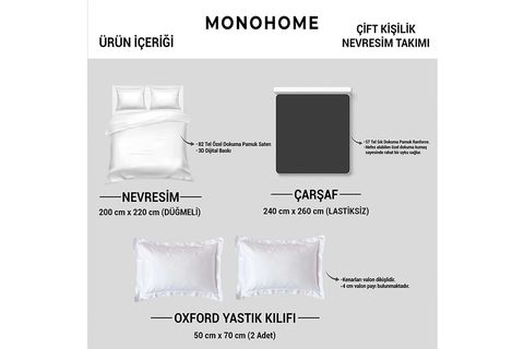 MONOHOME KAPADOKYA 3D ÇİFT KİŞİLİK NEVRESİM TAKIMI, PAMUK SATEN, 200X220 CM