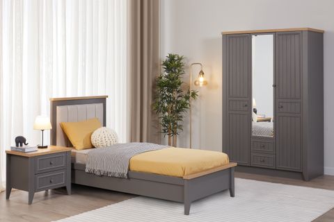 LORA GARDIROP, GRİ, 3 KAPAKLI