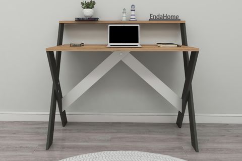 ÇAPRAZ AYAKLI DERS ÇALIŞMA MASASI, ANTRASİT ÇAM, 50X90 CM