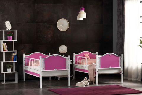 ARGİMO İNCİ BEBEK AYRILABİLİR METAL RANZA, PEMBE, 90X190