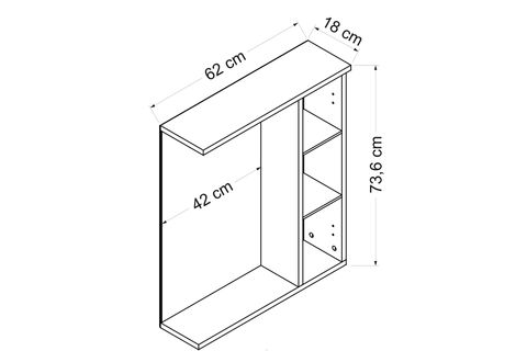 NİKA BANYO DOLABI ÜST 65CM 1K1A BEYAZ