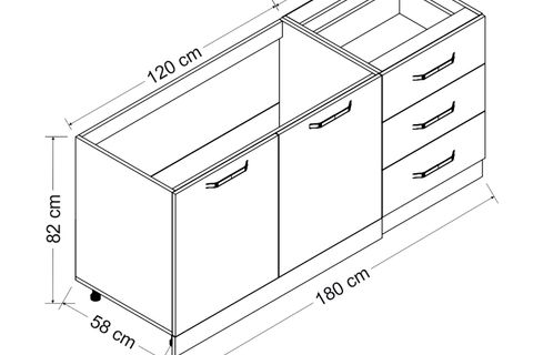 MİNAR 180 CM MUTFAK DOLABI BEYAZ DORE 180-D1-ALT MODÜL
