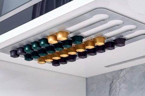 YAPIŞKANLI PASLANMAZ ÇELİK NESPRESSO KAPSÜL TUTUCU, GÜMÜŞ GRİ, 40X25 CM
