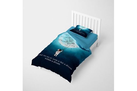 MONOHOME GECE MOTTOM 3D PAMUK SATEN TEK KİŞİLİK NEVRESİM TAKIMI, 160X220 CM