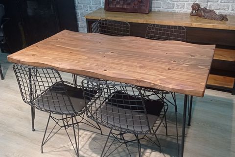 ALAÇATI FİRK DOĞAL AHŞAP YEMEK MASASI TAKIMI