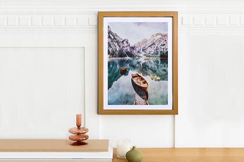 NATUREL ÇERÇEVELİ SULUBOYA İTALYA BRAİES GÖLÜ TABLOSU 33X43 CM