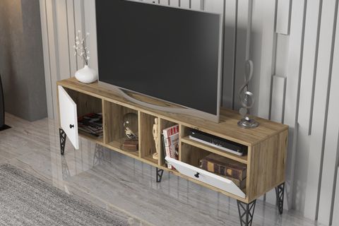 WOODNLOVE CERCEİ TV ÜNİTESİ, ATLANTİK ÇAM BEYAZ, 160 CM