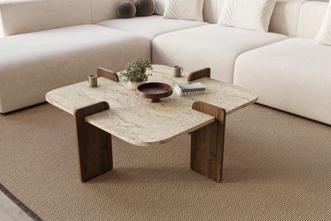 POALLA MODERN MERMER DESEN ORTA SEHPA, KREM