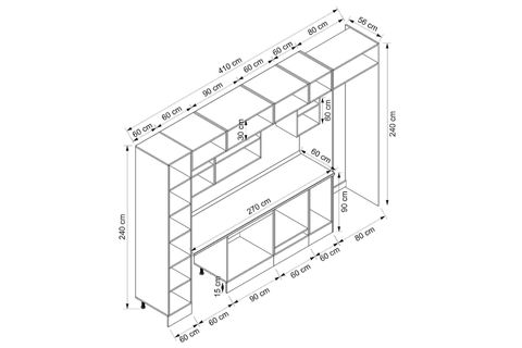 ALVİNKA 410X240 CM KLASİK MEBRAN MUTFAK DOLABI, MBB E90B60S60 2 MEBRAN BEYAZ SUNTALAM