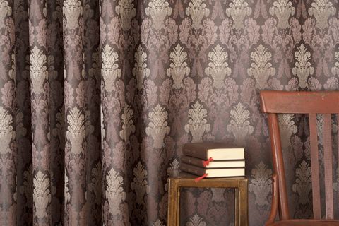 MASSARELLİ KLASİK DAMASK DESEN PİLESİZ FON PERDE, ANTRASİT MÜRDÜM, 60X260