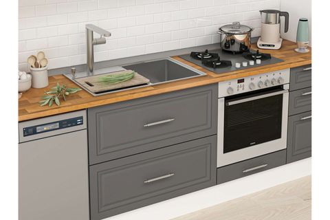 ALVİNKA 390X240 CM KLASİK MEBRAN MUTFAK DOLABI, MBB E90B60S40 1 MEBRAN ANTRASİT MDF