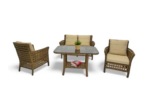 PAVİA RATTAN İKİLİ BAHÇE MOBİLYASI, KAHVERENGİ