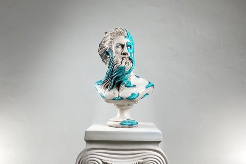 POSEIDON BLUE CORAL POP ART DEKORATİF ROMA YUNAN HEYKELLERİ