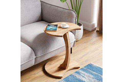 JEDI TEKERLEKLİ C SEHPA KOLTUK SEHPASI, ÇAM