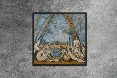 AHŞAP YAĞLI BOYA DOKULU TABLO, CEZANNE THE LARGE BATHERS YIKANANLAR