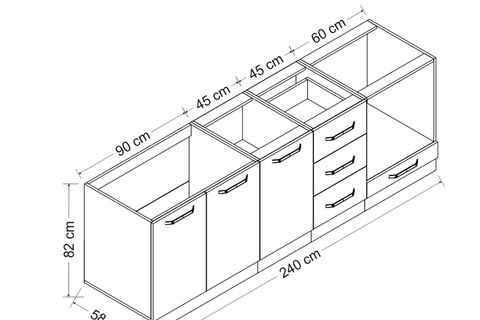 MİNAR 240 CM MUTFAK DOLABI BEYAZ DORE 240-D4-ALT MODÜL