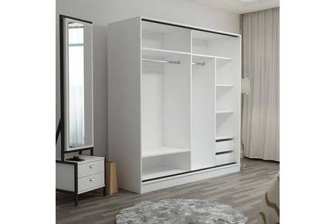 MİNAR KALE 2 KAPAKLI SÜRGÜLÜ DOLAP 180 CM BEYAZ ANTRASİT