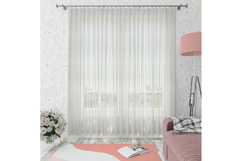 KARNAVAL KETEN DÜZ TÜL PERDE PİLESİZ KREM 300X260