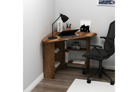 CORNER KÖŞE RAFLI ÇALIŞMA BİLGİSAYAR MASASI, CEVİZ