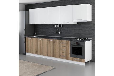MİNAR BADE 300 CM MUTFAK DOLABI BEYAZ DORE 300-D12