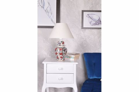 QDEC BLEU BLANC ŞAH VAZO ABAJUR, LALE YALDIZ, K.BEYAZ