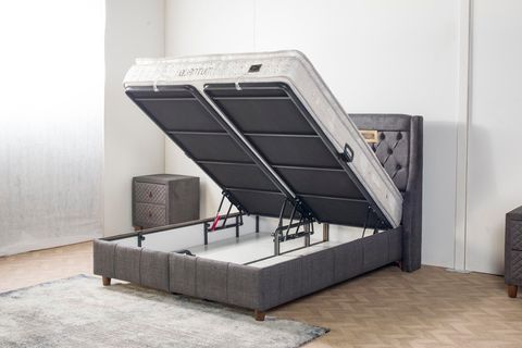 QUANTUM GRİ YATAK BAZA BAŞLIK SETİ 150X200
