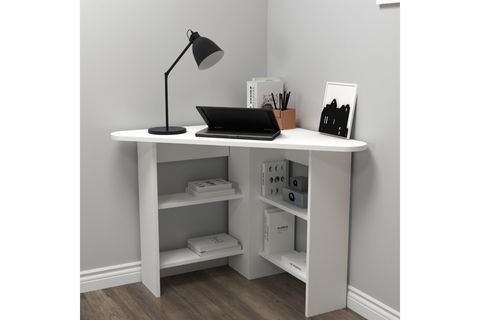 CORNER KÖŞE RAFLI ÇALIŞMA MASASI, BEYAZ