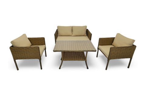LETRA RATTAN İKİLİ BAHÇE MOBİLYASI, KAHVERENGİ