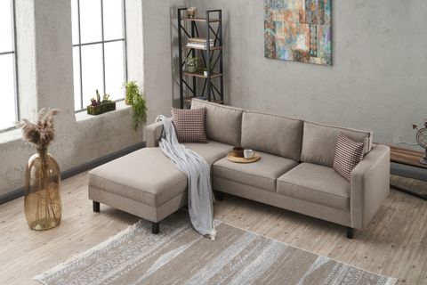 KALE SERİSİ KETEN L KÖŞE KOLTUK, KREM, SOL KÖŞE