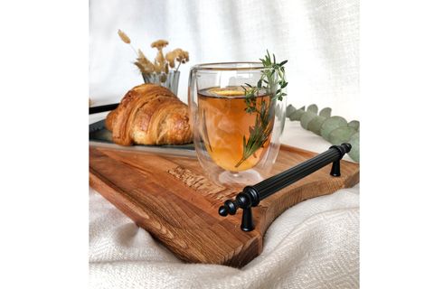 NOBLERAVEN DESIGN AHŞAP TEPSİ, METAL KULPLU AHŞAP TEPSİ