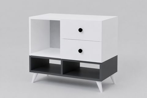 LUNA KOMODİN, BEYAZ, 2 ÇEKMECELİ KAPAKSIZ