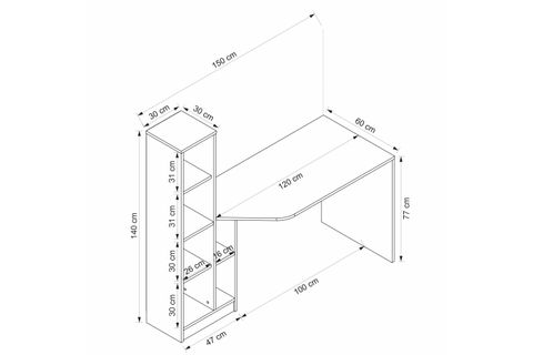 VİORA ÇALIŞMA MASASI, BEYAZ DERİN SEPET