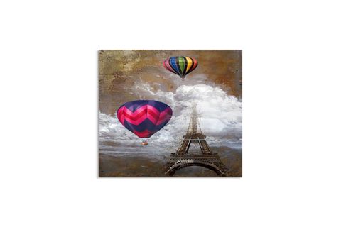 TABLOLIFE EYFEL'DE UÇAN BALONLAR YAĞLI BOYA DOKULU TABLO, ÇERÇEVESİZ, 100X150