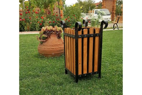 AHŞAP KAPLAMA ÇÖP KOVASI, KARE