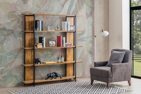 WOODEN LADİN AHŞAP KİTAPLIK, CEVİZ
