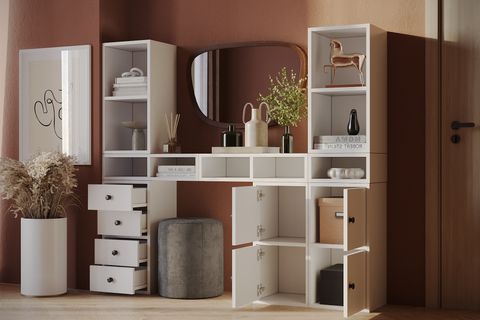 LENO ÇOK AMAÇLI, ÇOK BÖLMELİ VE ÇEKMECELİ DRESUAR, KONSOL VE MAKYAJ MASASI KBR-DRS-1009
