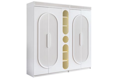 ATHENA 4 KAPAKLI LEDLİ KİTAPLIKLI DOLAP, BEYAZ