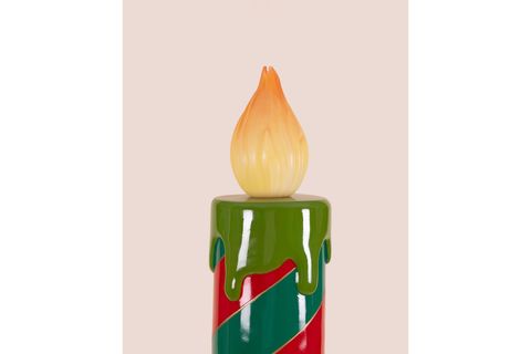 THE MİA DEKORATİF LED IŞIKLI MUM, KIRMIZI YEŞİL 25X25X89 CM