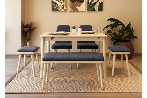 VİNA MİNİ AÇILIR MUTFAK MASA TAKIMI, SEDEF KREM ANTRASİT