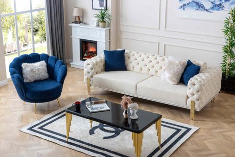 LİNE KOLTUK TAKIM, KREM LACİVERT