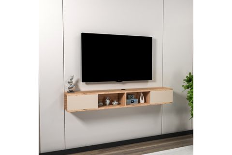 ARNETTİ MAYER DUVARA MONTE RAFLI TV SEHPASI, ATLANTİK ÇAM BEJ - MAYER