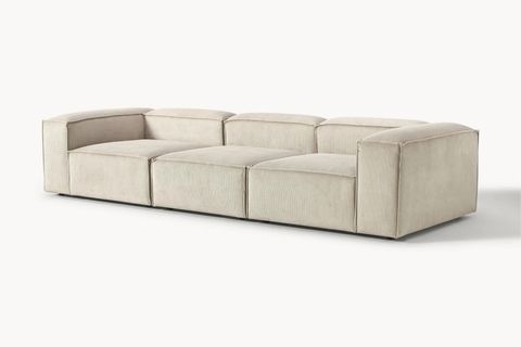 LENA ÜÇLÜ FİTİLLİ KADİFE KOLTUK, BEYAZ