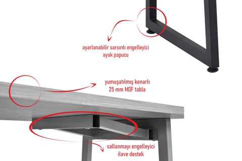 BİGA SABİT MDF METAL AYAK ÇALIŞMA OFİS MASASI 60X90 CM