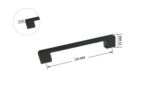 ZİRVE İNCE KÖPRÜ ALÜMİNYUM KULP, SİYAH, 128 MM