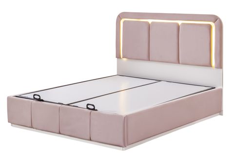 DEMONTE NOX LEDLİ ÇİFT KİŞİLİK BAZA BAŞLIK MAXİ YATAK SETİ, PEMBE, 160X200
