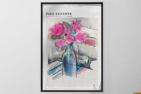 ÇERÇEVELİ BETON ART DOKULU  PAUL CEZANNE ROSES