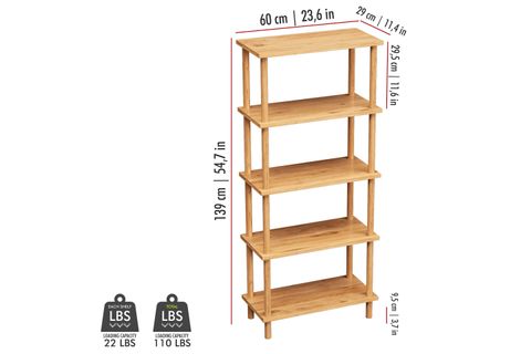 PİNA DEKORATİF KİTAPLIK, 5 RAFLI, ÇAM
