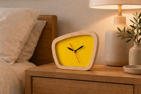 WOODESK TEMPUS AHŞAP ÖZEL TASARIM MASA SAATİ, SARI