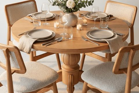 PALMA TORNA AYAKLI AHŞAP MASA TAKIMI, 100X100