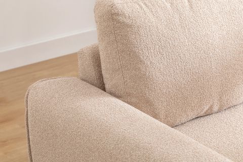 MERLİN MİNİ KÖŞE KOLTUK, CEVİZ AYAK, FİTİLLİ KOL, RECYCLED KUMAŞ, CAPPUCİNO